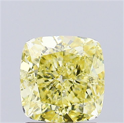 Picture of Lab Grown Diamond 1.83 Carats, Cushion with  Cut, Fancy Vivid Yellow Color, VS1 Clarity and Certified by IGI