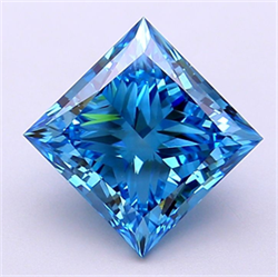 Picture of Lab Grown Diamond 2.91 Carats, Princess with  Cut, Fancy Vivid Blue Color, VS1 Clarity and Certified by IGI