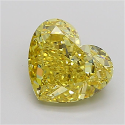 Picture of Lab Grown Diamond 5.21 Carats, Heart with  Cut, Fancy Vivid Yellow Color, VS2 Clarity and Certified by IGI