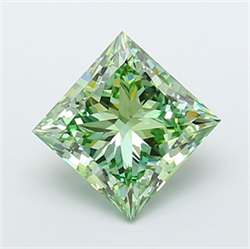 Picture of Lab Grown Diamond 5.51 Carats, Princess with  Cut, Fancy Vivid Green Color, VS2 Clarity and Certified by IGI