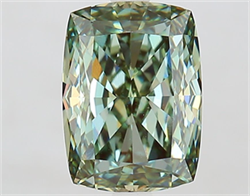 Picture of Lab Grown Diamond 3.10 Carats, CUSHION MODIFIED with  Cut, Fancy Vivid Green Color, VVS2 Clarity and Certified by IGI