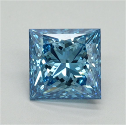 Picture of Lab Grown Diamond 1.50 Carats, Princess with  Cut, Fancy Vivid Blue Color, VS2 Clarity and Certified by IGI