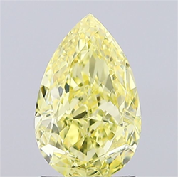 Picture of Lab Grown Diamond 1.48 Carats, Pear with  Cut, Fancy Vivid Yellow Color, VVS2 Clarity and Certified by IGI