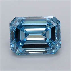 Picture of Lab Grown Diamond 1.94 Carats, Emerald with  Cut, Fancy Vivid Blue Color, VVS2 Clarity and Certified by IGI