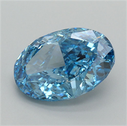 Picture of Lab Grown Diamond 3.01 Carats, Oval with  Cut, Fancy Vivid Blue Color, VS1 Clarity and Certified by IGI
