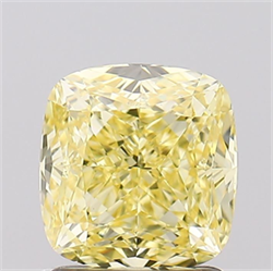 Picture of Lab Grown Diamond 1.58 Carats, CUSHION MODIFIED with  Cut, Fancy Intense Yellow Color, VVS2 Clarity and Certified by IGI