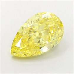 Picture of Lab Grown Diamond 4.52 Carats, Pear with  Cut, Fancy Intense Yellow Color, VVS2 Clarity and Certified by IGI