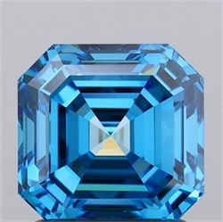 Picture of Lab Grown Diamond 1.53 Carats, Asscher with  Cut, Fancy Vivid Blue Color, VVS2 Clarity and Certified by IGI
