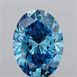 Picture of Lab Grown Diamond 3.01 Carats, Oval with  Cut, Fancy Vivid Blue Color, VS1 Clarity and Certified by IGI
