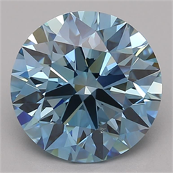 Picture of Lab Grown Diamond 4.47 Carats, Round with Ideal Cut, Fancy Vivid Blue Color, VS2 Clarity and Certified by IGI