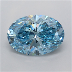 Picture of Lab Grown Diamond 1.53 Carats, Oval with  Cut, Fancy Vivid Blue Color, VVS2 Clarity and Certified by IGI