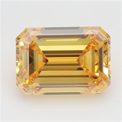Picture of Lab Grown Diamond 2.03 Carats, Emerald with  Cut, Fancy Vivid Yellow Color, VVS2 Clarity and Certified by IGI