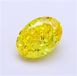 Picture of Lab Grown Diamond 1.54 Carats, Oval with  Cut, Fancy Vivid Yellow Color, VVS2 Clarity and Certified by IGI