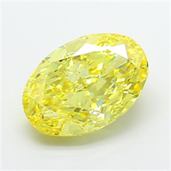 Picture of Lab Grown Diamond 5.03 Carats, Oval with  Cut, Fancy Vivid Yellow Color, VS1 Clarity and Certified by IGI