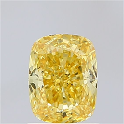 Picture of Lab Grown Diamond 1.33 Carats, CUSHION MODIFIED with  Cut, Fancy Vivid Yellow Color, VS1 Clarity and Certified by IGI