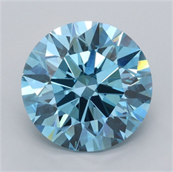 Picture of Lab Grown Diamond 2.99 Carats, Round with Ideal Cut, Fancy Vivid Blue Color, VS1 Clarity and Certified by IGI