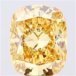 Picture of Lab Grown Diamond 9.01 Carats, Cushion with  Cut, Fancy Intense Yellow Color, VS1 Clarity and Certified by IGI