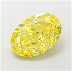 Picture of Lab Grown Diamond 5.41 Carats, Oval with  Cut, Fancy Vivid Yellow Color, VS1 Clarity and Certified by IGI