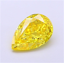 Picture of Lab Grown Diamond 1.30 Carats, Pear with  Cut, Fancy Vivid Yellow Color, VS1 Clarity and Certified by IGI