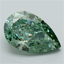 Picture of Lab Grown Diamond 4.04 Carats, Pear with  Cut, Fancy Vivid Green Color, VS1 Clarity and Certified by IGI