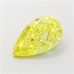 Picture of Lab Grown Diamond 3.00 Carats, Pear with  Cut, Fancy Intense Yellow Color, VVS2 Clarity and Certified by IGI