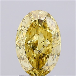 Picture of Lab Grown Diamond 2.21 Carats, Oval with  Cut, Fancy Intense Yellow Color, VVS2 Clarity and Certified by IGI