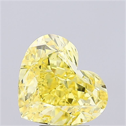 Picture of Lab Grown Diamond 4.51 Carats, Heart with  Cut, Fancy Vivid Yellow Color, VS2 Clarity and Certified by IGI