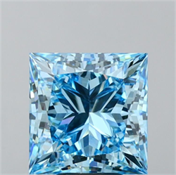 Picture of Lab Grown Diamond 6.03 Carats, Princess with  Cut, Fancy Vivid Blue Color, VS1 Clarity and Certified by IGI
