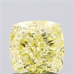 Picture of Lab Grown Diamond 1.59 Carats, CUSHION MODIFIED with  Cut, Fancy Intense Yellow Color, VVS2 Clarity and Certified by IGI