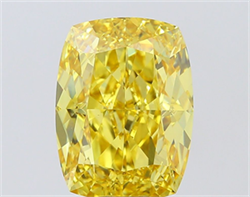 Picture of Lab Grown Diamond 8.10 Carats, CUSHION MODIFIED with  Cut, Fancy Intense Yellow Color, VS1 Clarity and Certified by IGI