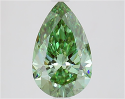 Picture of Lab Grown Diamond 2.10 Carats, Pear with  Cut, Fancy Vivid Green Color, VS2 Clarity and Certified by IGI