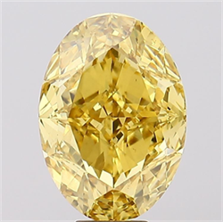 Picture of Lab Grown Diamond 11.28 Carats, Oval with  Cut, Fancy Vivid Yellow Color, VS1 Clarity and Certified by IGI