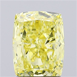 Picture of Lab Grown Diamond 1.69 Carats, CUSHION MODIFIED with  Cut, Fancy Intense Yellow Color, VS1 Clarity and Certified by IGI