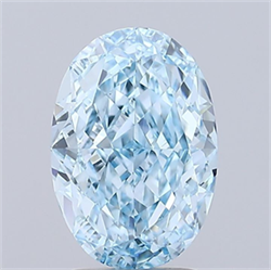 Picture of Lab Grown Diamond 3.18 Carats, Oval with  Cut, Fancy Vivid Blue Color, VS1 Clarity and Certified by IGI