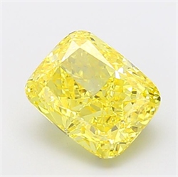 Picture of Lab Grown Diamond 3.03 Carats, CUSHION MODIFIED with  Cut, Fancy Vivid Yellow Color, VS1 Clarity and Certified by IGI