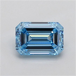 Picture of Lab Grown Diamond 1.51 Carats, Emerald with  Cut, Fancy Vivid Blue Color, VS2 Clarity and Certified by IGI