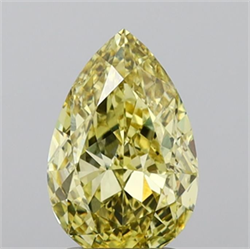 Picture of Lab Grown Diamond 2.06 Carats, Pear with  Cut, Fancy Intense Yellow Color, VS1 Clarity and Certified by IGI