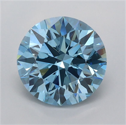 Picture of Lab Grown Diamond 2.00 Carats, Round with Ideal Cut, Fancy Vivid Blue Color, VVS2 Clarity and Certified by IGI