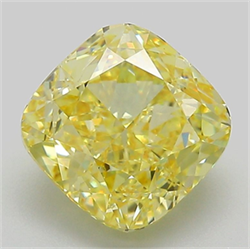 Picture of Lab Grown Diamond 3.01 Carats, CUSHION MODIFIED with  Cut, Fancy Intense Yellow Color, VS1 Clarity and Certified by IGI