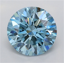 Picture of Lab Grown Diamond 1.47 Carats, Round with Ideal Cut, Fancy Vivid Blue Color, VVS2 Clarity and Certified by IGI