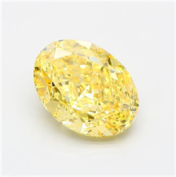 Picture of Lab Grown Diamond 3.03 Carats, Oval with  Cut, Fancy Vivid Yellow Color, VS2 Clarity and Certified by IGI