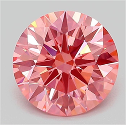 Picture of Lab Grown Diamond 2.09 Carats, Round with Ideal Cut, Fancy Vivid Pink Color, VVS2 Clarity and Certified by IGI