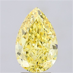 Picture of Lab Grown Diamond 4.01 Carats, Pear with  Cut, Fancy Vivid Yellow Color, VS1 Clarity and Certified by IGI
