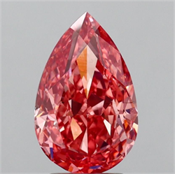 Picture of Lab Grown Diamond 3.33 Carats, Pear with  Cut, Fancy Vivid Pink Color, VS2 Clarity and Certified by IGI