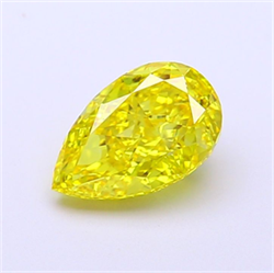 Picture of Lab Grown Diamond 1.40 Carats, Pear with  Cut, Fancy Vivid Yellow Color, VS1 Clarity and Certified by IGI