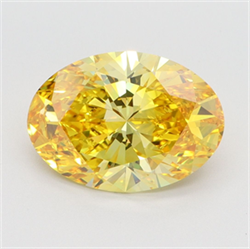 Picture of Lab Grown Diamond 3.19 Carats, Oval with  Cut, Fancy Vivid Yellow Color, IF Clarity and Certified by IGI