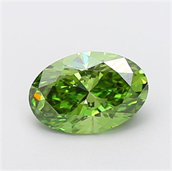 Picture of Lab Grown Diamond 1.51 Carats, Oval with  Cut, Fancy Vivid Green Color, VS1 Clarity and Certified by IGI