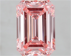 Picture of Lab Grown Diamond 5.02 Carats, Emerald with  Cut, Fancy Vivid Pink Color, VVS2 Clarity and Certified by IGI