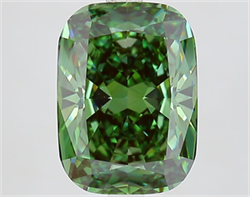 Picture of Lab Grown Diamond 4.05 Carats, CUSHION MODIFIED with  Cut, Fancy Vivid Green Color, VVS2 Clarity and Certified by IGI