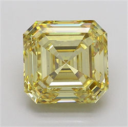 Picture of Lab Grown Diamond 10.01 Carats, Asscher with  Cut, Fancy Intense Yellow Color, VS1 Clarity and Certified by IGI